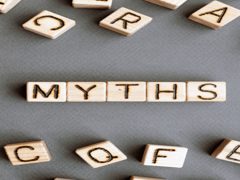 word myths spelled out in block letters